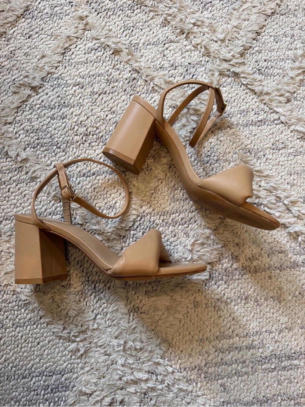 H&M Tan Block Heel Ankle-Strap Sandals